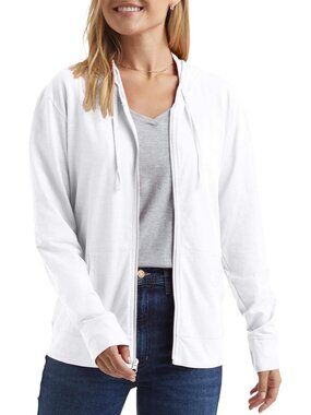 Women's Lightweight Full Zip Hoodie, Textured Cotton Zip Up, T-Shirt Hoodie